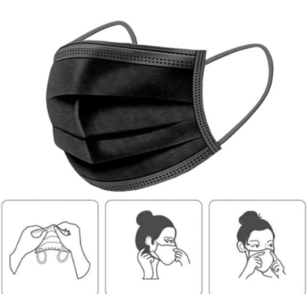 PK-10P Soft Black Disposable Face Mask with Ear Saver