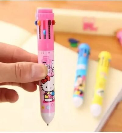 10 in 1 Multi-Color Pen | Cute Cartoon Character Ballpoint Pen for Kids & Students