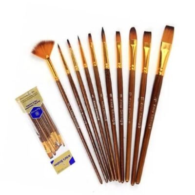 10 Pcs Professional Artist Paint Brush Set for Acrylic, Oil & Watercolor Painting