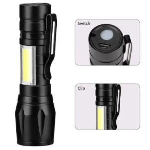 Rechargeable Zoomable COB LED Flashlight Torch with USB Charging