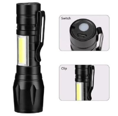 Rechargeable Zoomable COB LED Flashlight Torch with USB Charging